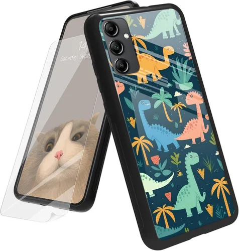 Vista 39 de Funda para Samsung Galaxy A12 5G con protector de pantalla, parte trasera de vidrio templado + TPU de silicona suave que absorbe los golpes