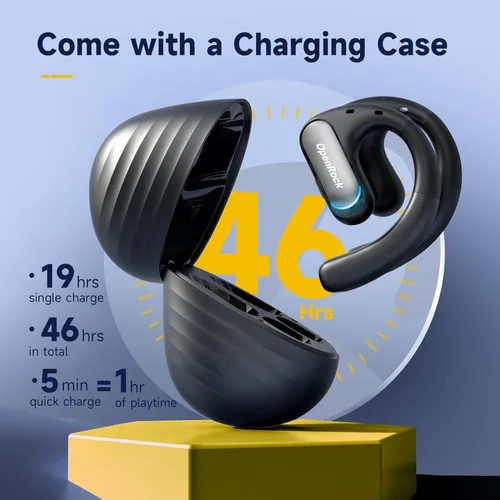 Vista 2 de Auriculares inalámbricos Bluetooth 5.2, 46 horas de reproducción con estuche de carga, graves extra profundos, IPX5 resistente al agua