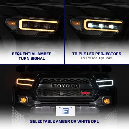 Vista 3 de Form Lighting Faros LED con DRL seleccionable compatible con Toyota Tacoma 2016-2023 (pareja)