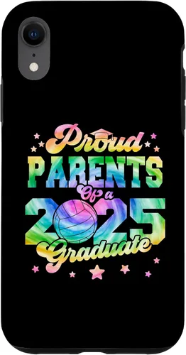 Vista 24 de iPhone 16 Parents of a 2025 Graduate Tie Dye Graduation VolleyBall Case