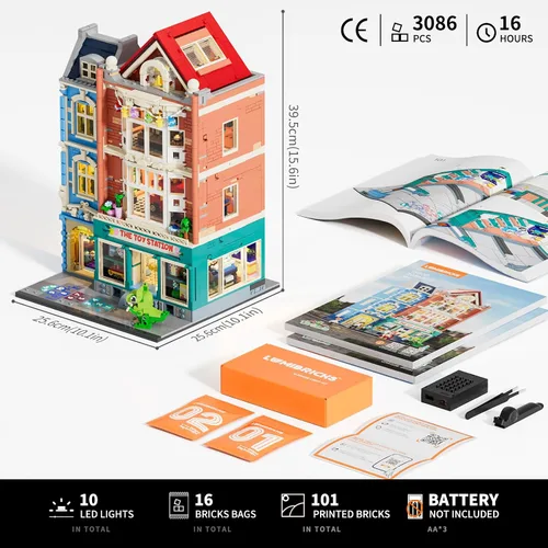 Vista 6 de Lumibricks Set de Ladrillos de Construcción de Iluminación de Tienda de Juguetes – Modelo de Casa de Ciudad Modular Townhouse Tienda de Juguetes