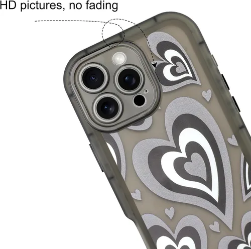 Vista 4 de AIGOMARA Funda para iPhone 16 Pro Max con bonito patrón de corazón, ajuste delgado, suave, flexible, a prueba de golpes, TPU para mujeres y niñas