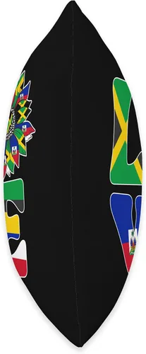 Vista 2 de Haitian And Jamaican Sunflower Designs Co. Half Jamaican Haitian Jamaica Flag Haití Ayiti Love - Almohada para mujer, 16 x 16 pulgadas, multicolor