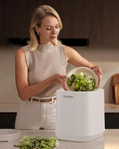 Vista 6 de Compostador eléctrico de 4 litros para cocina, contenedor de compostaje inteligente para encimera, inodoro, bajo ruido, limpieza automática