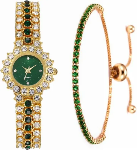 Vista 5 de CdyBox Reloj de pulsera de cuarzo con correa de acero para mujer, con diamantes