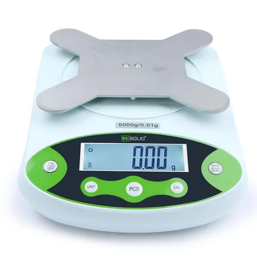 Vista 4 de U.S. Solid Balanza analítica digital 4.4 lbs x 0.00 oz, báscula de laboratorio de alta precisión, peso de calibración de 17.64 oz, 10