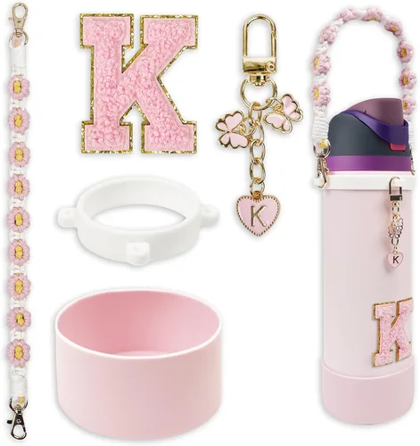 Vista 78 de SITKOL Juego de Monogramas Bonitos de Silicona Compatible con Botella de Agua Owala 24 oz, 32 oz, 40 oz - Accesorios Perfectos con la Letra Owala