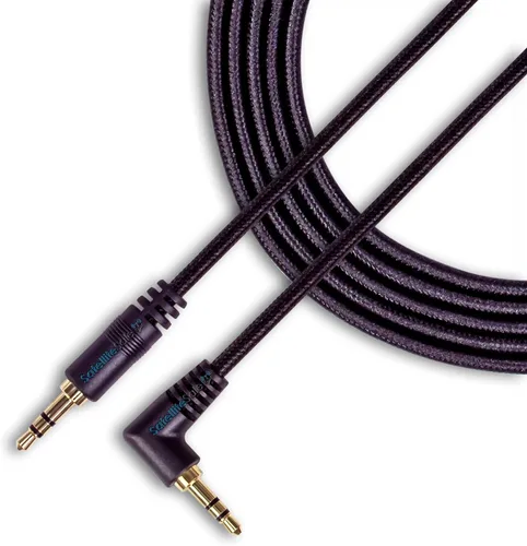 Vista 10 de SatelliteSale Conector de audio auxiliar de 0.138 in en ángulo recto macho a macho, cable auxiliar estéreo digital, cable universal, cable de nailon