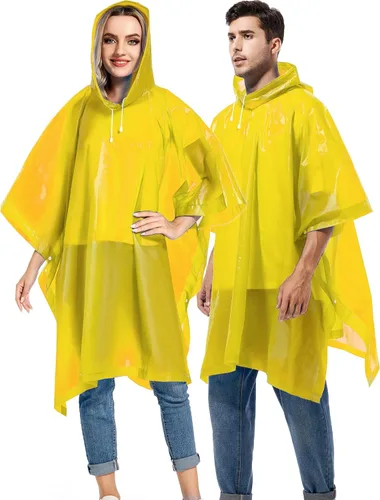 Vista 13 de Paquete de 2 ponchos de lluvia para adultos, reutilizables, impermeables, de supervivencia, emergencia, resistente, con capucha con cordón