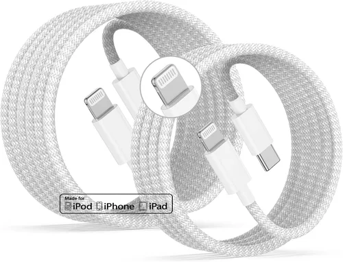 Vista 15 de USB C to Lightning Cable 2Pack 6FT+10FT,[Apple MFi Certified] Nylon Braided iPhone Fast Charging Cable, Power Delivery Charging Cord for iPhone 14