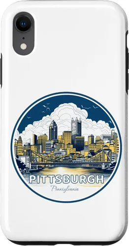 Vista 8 de Carcasa de acero para iPhone 14 Pittsburgh Downtown High Rise Building City Skyline