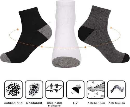 Vista 3 de COOVAN 12 Pairs Mens Cushion Ankle Socks Men 12 Pack Low Cut Comfort Breathable Casual Socks