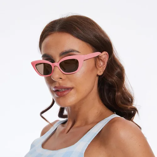 Vista 2 de Saveen Gafas de sol retro de moda TAC ojo de gato para mujer, montura rectangular TR90 gruesa gafas de sol polarizadas protección UV400