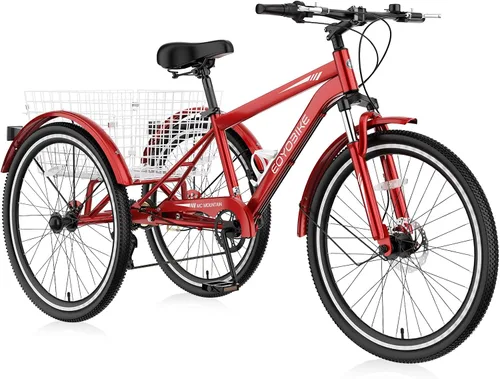 Vista 8 de NAIZEA Adult Mountain Tricycle, 7 Speed Three Wheel Cruiser Bike, 27.5 Inch Adults Trikes with Shopping Basket, Exercise Men's Women's Tricycles