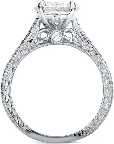 Vista 2 de Anillo de compromiso estilo antiguo con diamantes 112peso total en quilates moissanita oro blanco de 14quilates