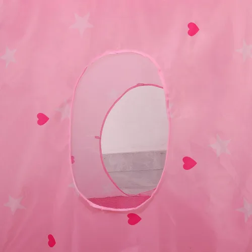 Vista 5 de Tienda de campaña para niños, túnel de gateo, pozo de pelotas y luces, casa de juegos para niños, rosa