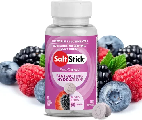 Vista 20 de SaltStick Electrolyte FastChews con cafeína – 60 tabletas masticables Citrus Burst – Tabletas de sal para correr e hidratar, masticables