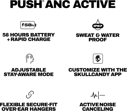 Vista 10 de Skullcandy Auriculares inalámbricos con cancelación activa de ruido Push Primer