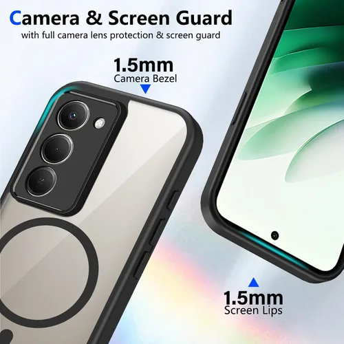Vista 85 de Funda magnética transparente compatible con Xiaomi 17T, color negro 2 en 1 PC + TPU cubierta de teléfono a prueba de golpes, carcasa protectora
