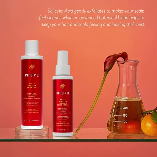 Vista 4 de PHILIP B. Scalp Booster - Suero sin enjuague para el cuero cabelludo, 4.23 onzas, tratamiento del cuero cabelludo para un cabello más grueso