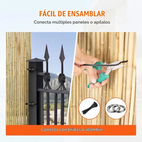 Vista 6 de VEVOR Valla de bambú enrollada natural, pantalla de privacidad ecológica – 4 pies de alto x 6 pies de largo x 0.75 pulgadas de profundidad