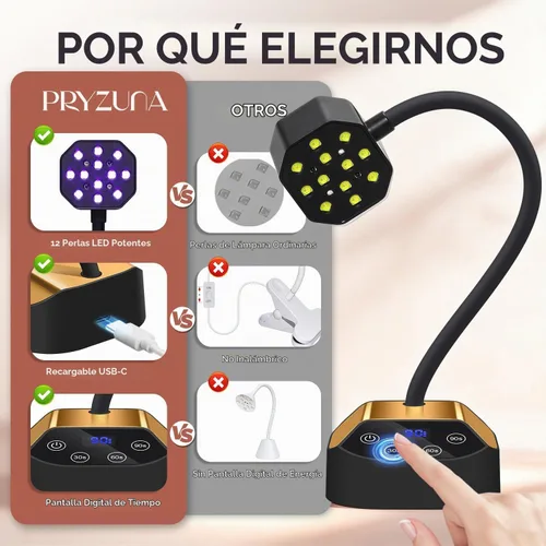 Vista 8 de Lámpara de uñas UV: 36W Mini luz UV para esmalte de uñas de gel 50mW/cm² Luz LED recargable de uñas de cuello de cisne Secador de uñas con 12 LED, 4