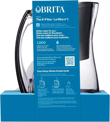 Vista 3 de Jarra con filtro de agua Brita Marina, 8 vasos, Negro