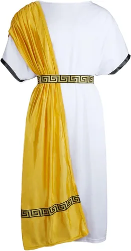 Vista 7 de Conjunto de disfraz clásico de Toga para hombre, incluye túnica, cinturón y corona de laurel de metal dorado, vestido de fiesta de verano de Dios