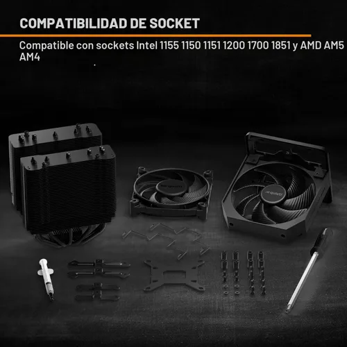 Vista 7 de be quiet! Dark Rock Pro 5 Enfriador de CPU de Enfriamiento Silencioso Flujo de Aire Inmensamente Alto 7 Tubos de Calor de Cobre de Alto