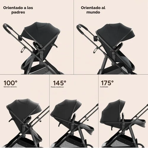 Vista 4 de Mompush Wiz - Cochecito reversible 2 en 1, plegable con una sola mano Negro