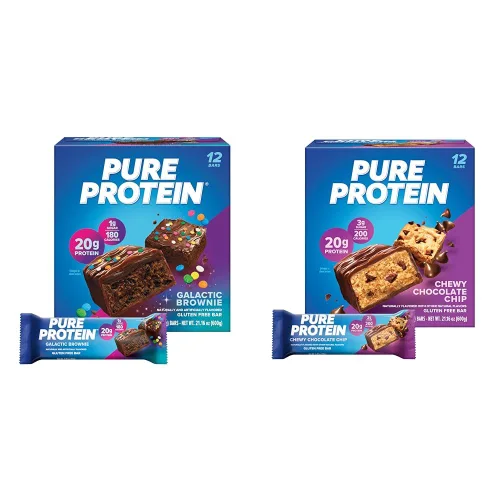 Vista 8 de Pure Protein - Barras de proteína masticable con chispas de chocolate, 0.71 oz de proteína, 36 unidades 0.11 oz de azúcar, 190 calorías, aperitivo
