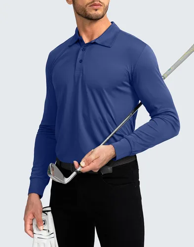 Vista 5 de Camisa polo de manga larga para hombre ligera protección solar UPF 50 camisas frescas para hombre trabajo pesca al aire libre