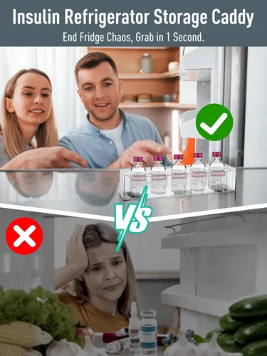 Vista 2 de YOUSHARES Organizador de almacenamiento de insulina para refrigerador, soporte de viales de péptido de 0.3 fl oz para pared de refrigerador, estuche
