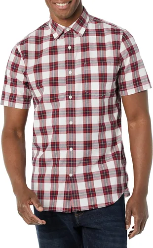 Vista 4 de Tienda Essentials Camisa de popelina elástica de manga corta para hombre