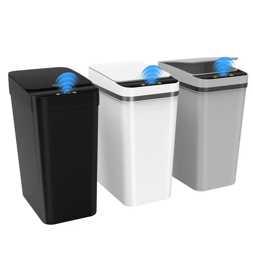 Vista 8 de Paquete de 3 cubos de basura automáticos pequeños para baño con tapa - Cubo de basura sin contacto de 2.5 galones, cubo de basura inteligente