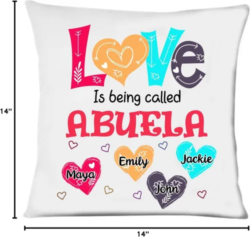 Vista 7 de Abuela - Almohada personalizada con corazón de amor, almohada personalizada para mamá, regalos para abuela, mamá de hija, nietos, día de la madre