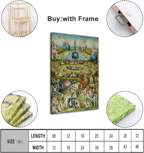 Vista 3 de QUNYAAE Hieronymus Bosch The Garden of Earthly Delights Poster Decorative Painting Canvas Wall Art Living Room Posters Bedroom Painting