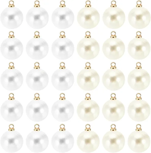 Vista 35 de PATIKIL Abalorio de perlas, 100 cuentas de perlas de imitación de perlas colgantes para bricolaje para hacer joyas, pulseras, aretes, collares Beige