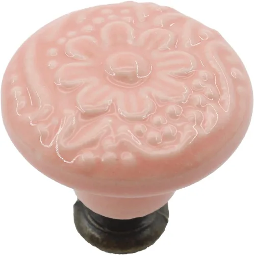Vista 4 de Paquete de 10 Pomos de Cerámica, Pomo Decorativo, Tirador de Cajón Armario Alacena Closet Tocador Librero Estante Pomos Tiradores de Muebles Rosado