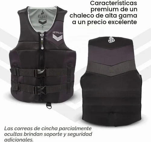 Vista 3 de Jetpilot Chaleco salvavidas de neopreno Fleet doble aprobado por la Guardia Costera PFD (Negro, L/XL)