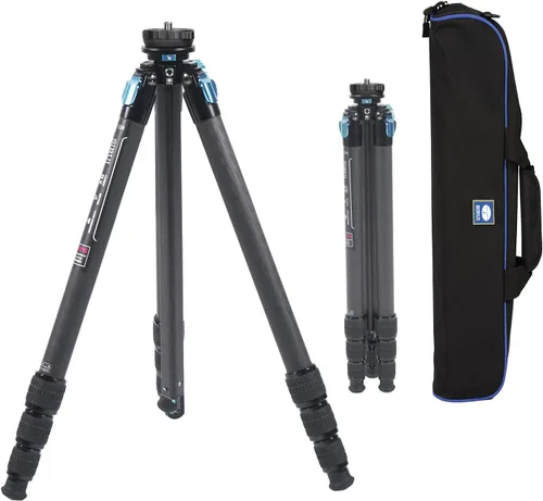 Vista 10 de SIRUI Trípode profesional de fibra de carbono con cabezal de video fluido de 360°, trípode de cámara de video de 72 pulgadas con columna central