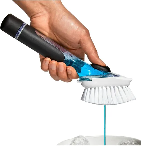 Vista 4 de OXO Good Grips - Cepillo dispensador de jabón con asa, cepillo para jabón