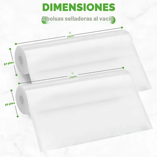 Vista 3 de NutriChef Bolsas selladoras al vacío de 11 x 50 rollos, paquete de 2 unidades para guardar alimentos, sellar una comida, NutriChef, Weston. Grado