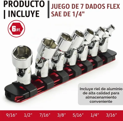 Vista 2 de CROM Juego Universal de Llaves de Enchufe Flexible - Juego de Llaves de Enchufe Giratorias de 6 Puntos - Junta Giratoria para un Acceso Más Fácil a