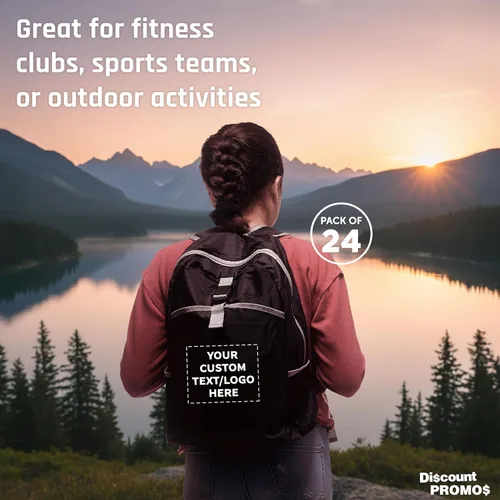 Vista 3 de DISCOUNT PROMOS Mochilas plegables de viaje ligeras - Bolsa funcional, - Personalizado - Negro, Mochilas Tradicionales
