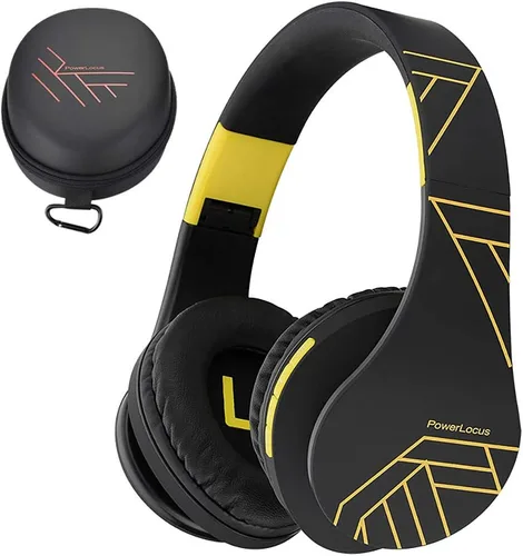 Vista 16 de PowerLocus - Audífonos Bluetooth sobre las orejas, auriculares inalámbricos plegables estéreo con cable y sin cable con micrófono incorporado, Micro