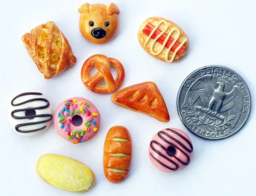Vista 2 de 10 alimentos en miniatura de la casa de muñecas de la panadería de la panadería, comida de Barbie