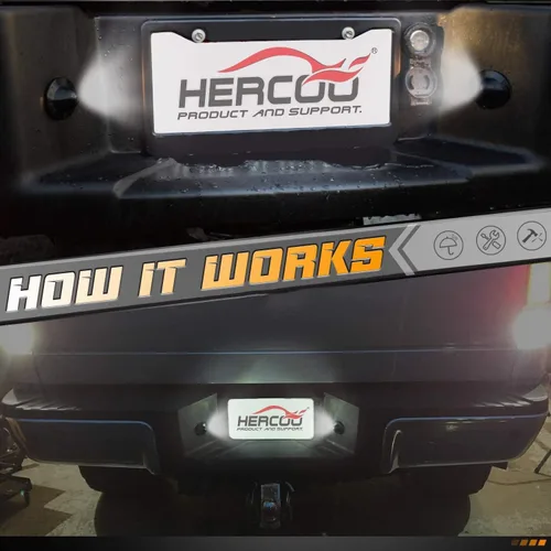 Vista 6 de HERCOO Luz LED para matrícula, lente de lámpara, enchufe, arnés de cableado, carcasa negra, compatible con 1999-2015 F150 F250 F350 F450 F550 Super