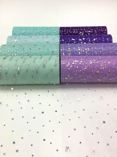 Vista 3 de Rollo de tul con lentejuelas con purpurina, decoración de boda, suministros de organza para fiestas de cumpleaños, carrete de tela, vestido tutú