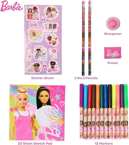 Vista 2 de Juego de Colorear y Enrollar de Barbie con Estuche de Transporte, Pegatinas y Suministros Artísticos